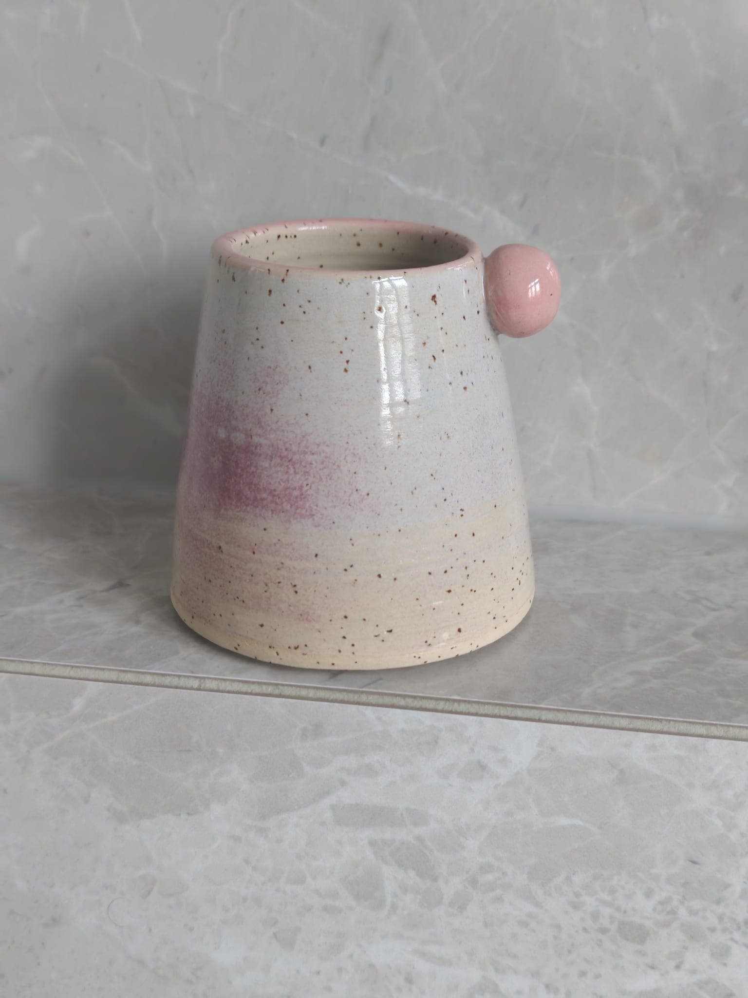 Ball-handled vase, blush glaze