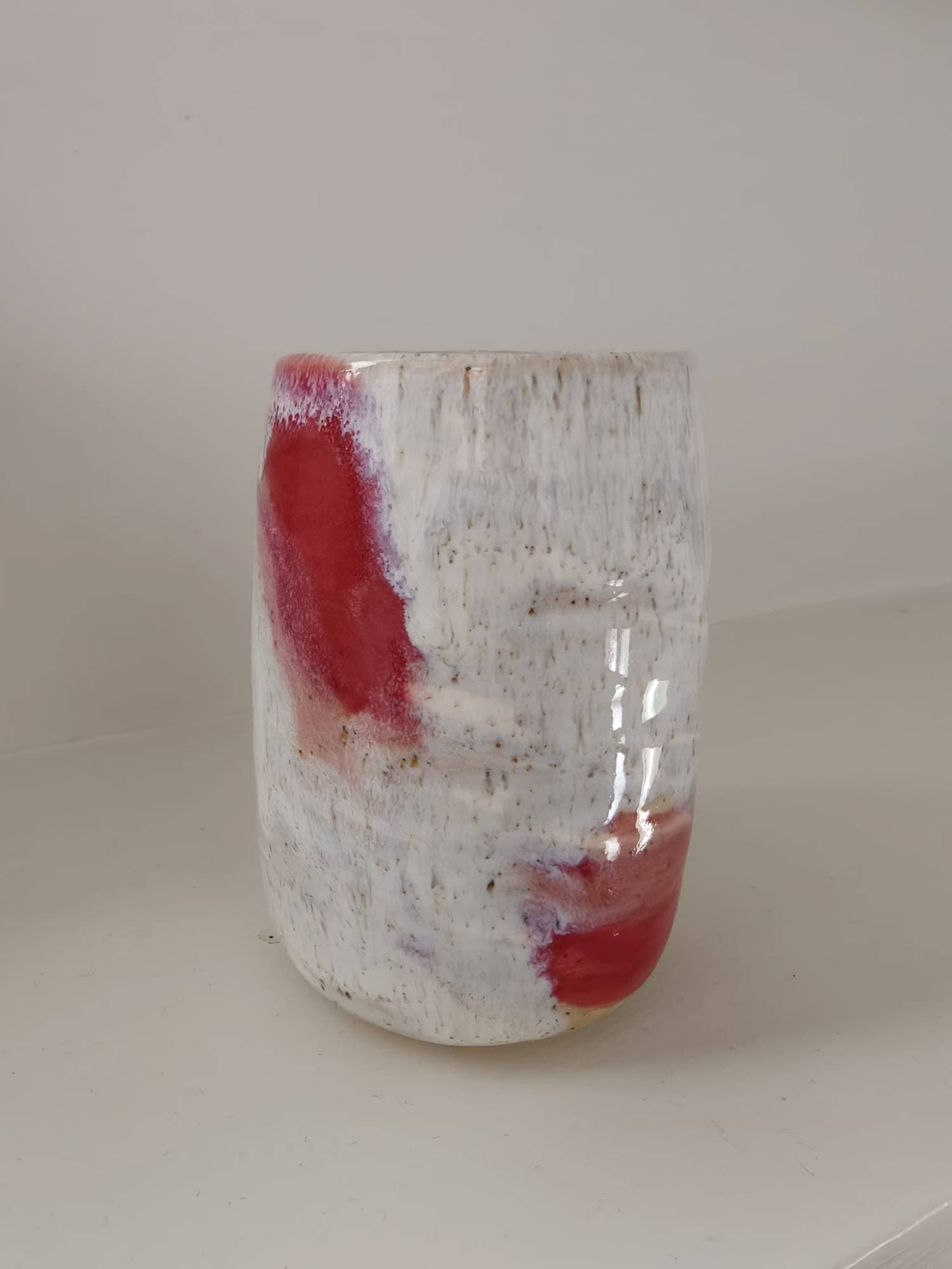 Cylinder vase, red blush glaze