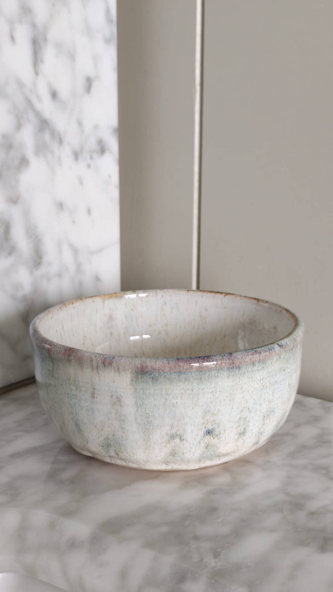 Fluted bowl, sea-glass glaze