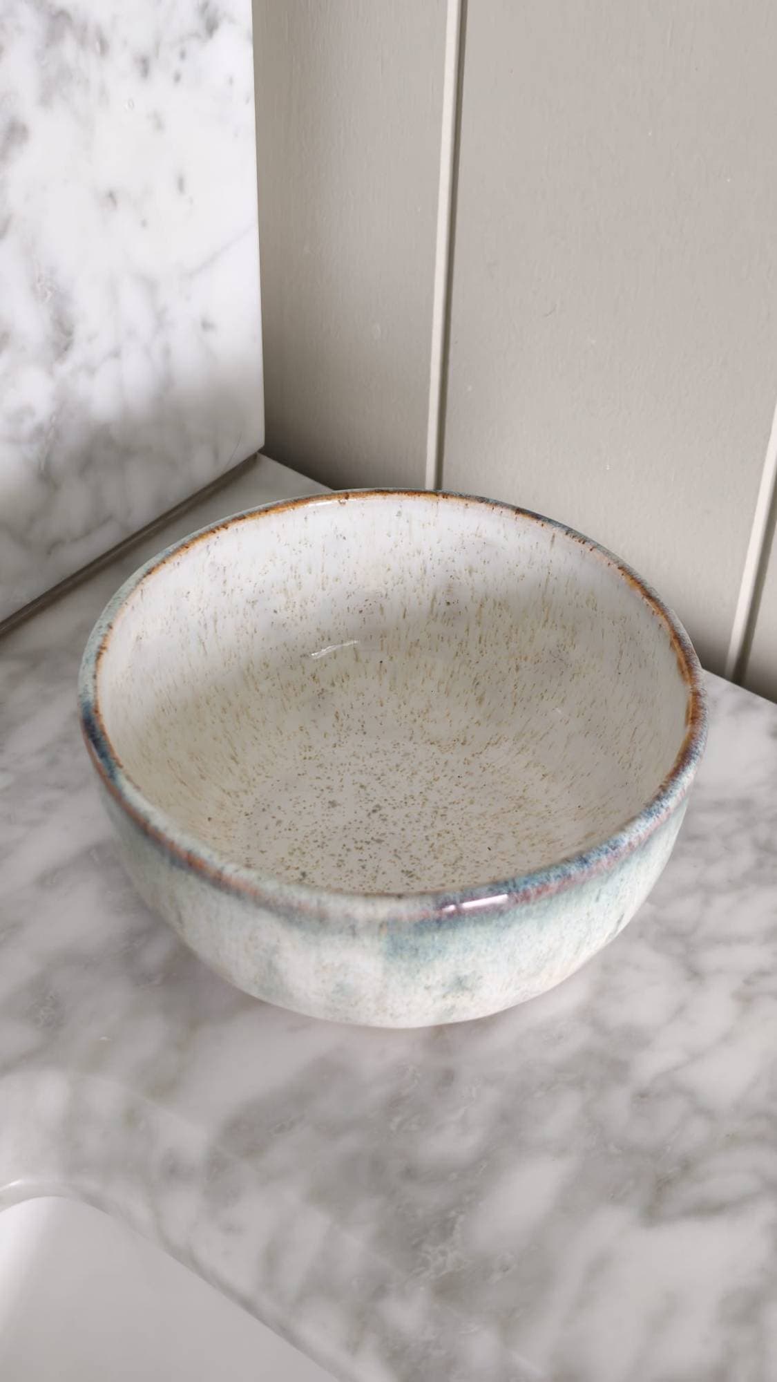 Fluted bowl, sea-glass glaze, view 2