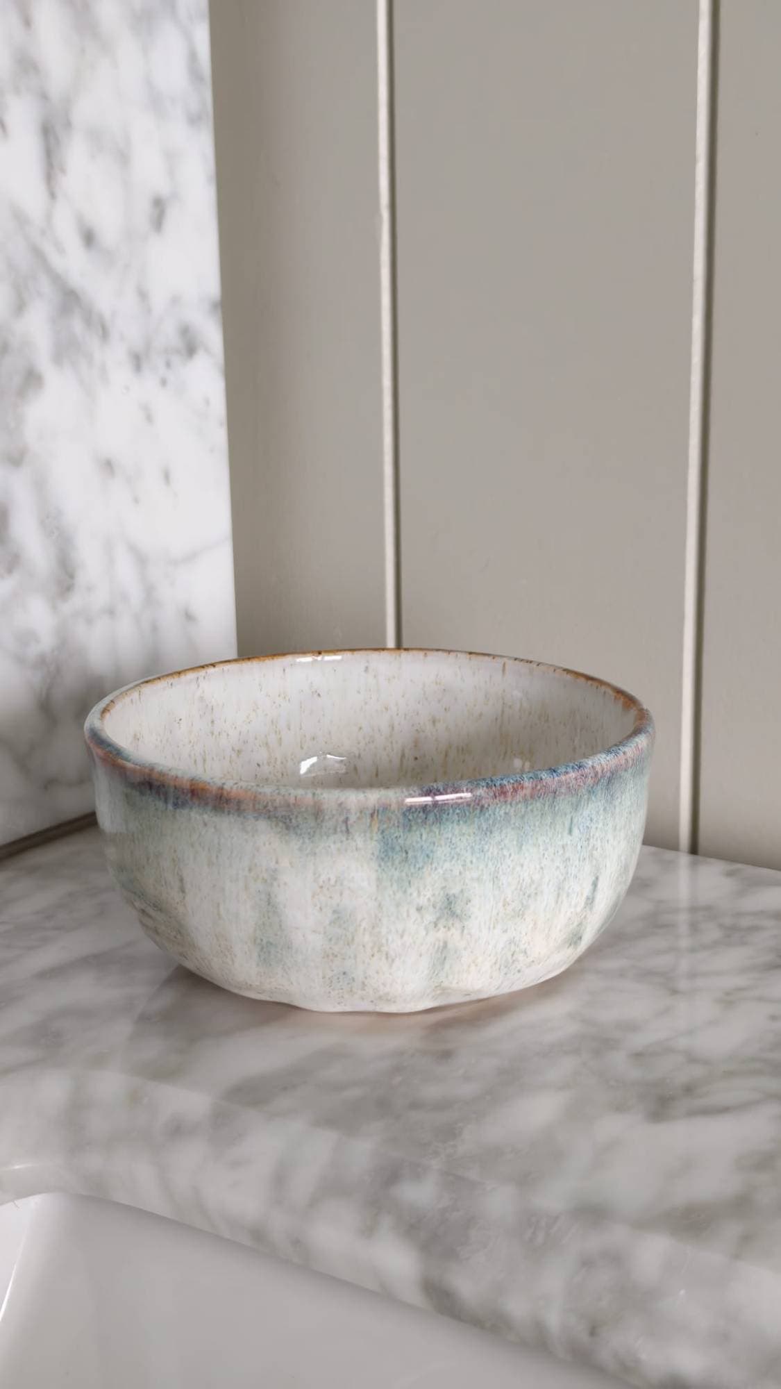 Fluted bowl, sea-glass glaze, view 3