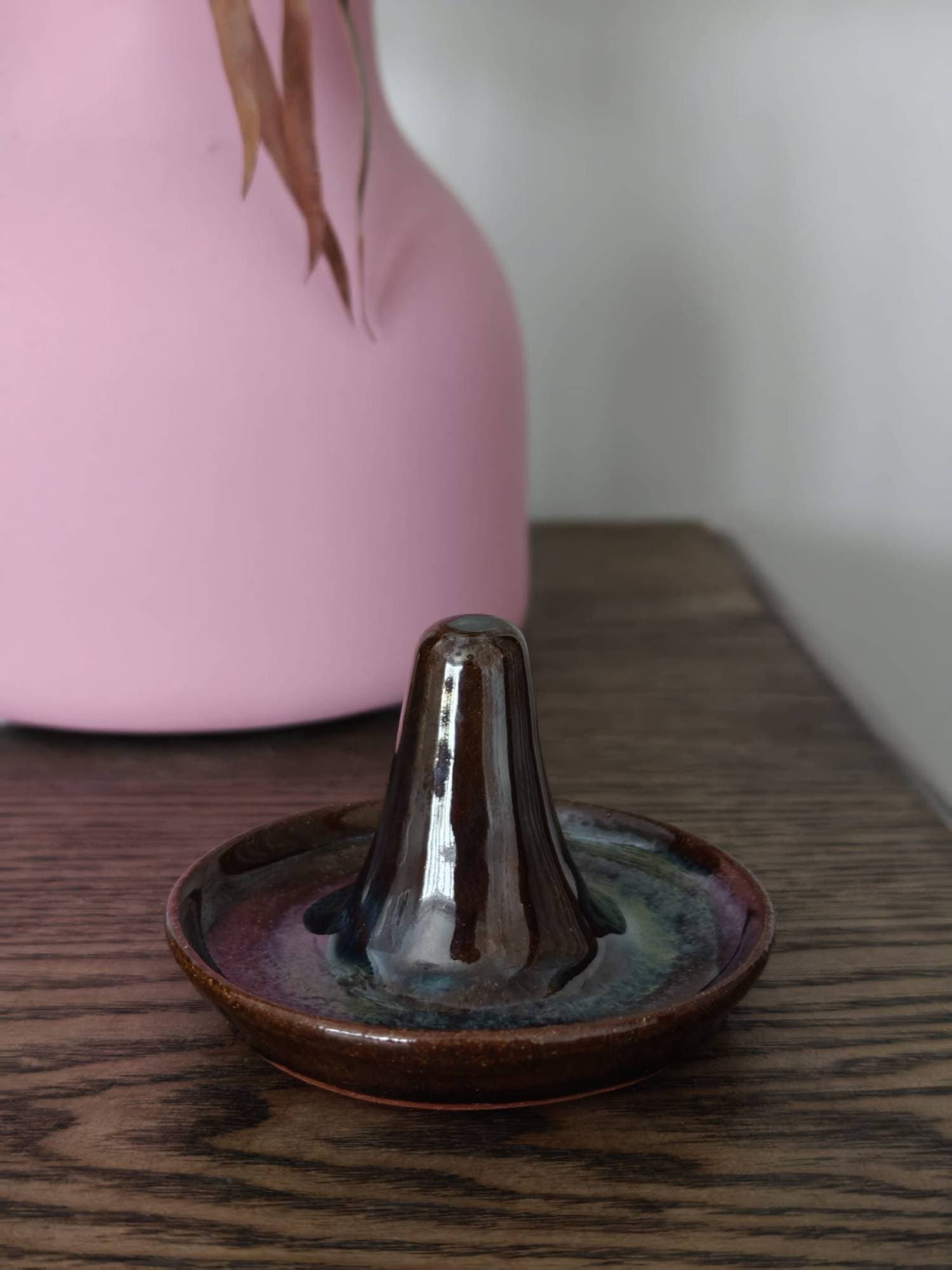 Ring dish, treacle glaze