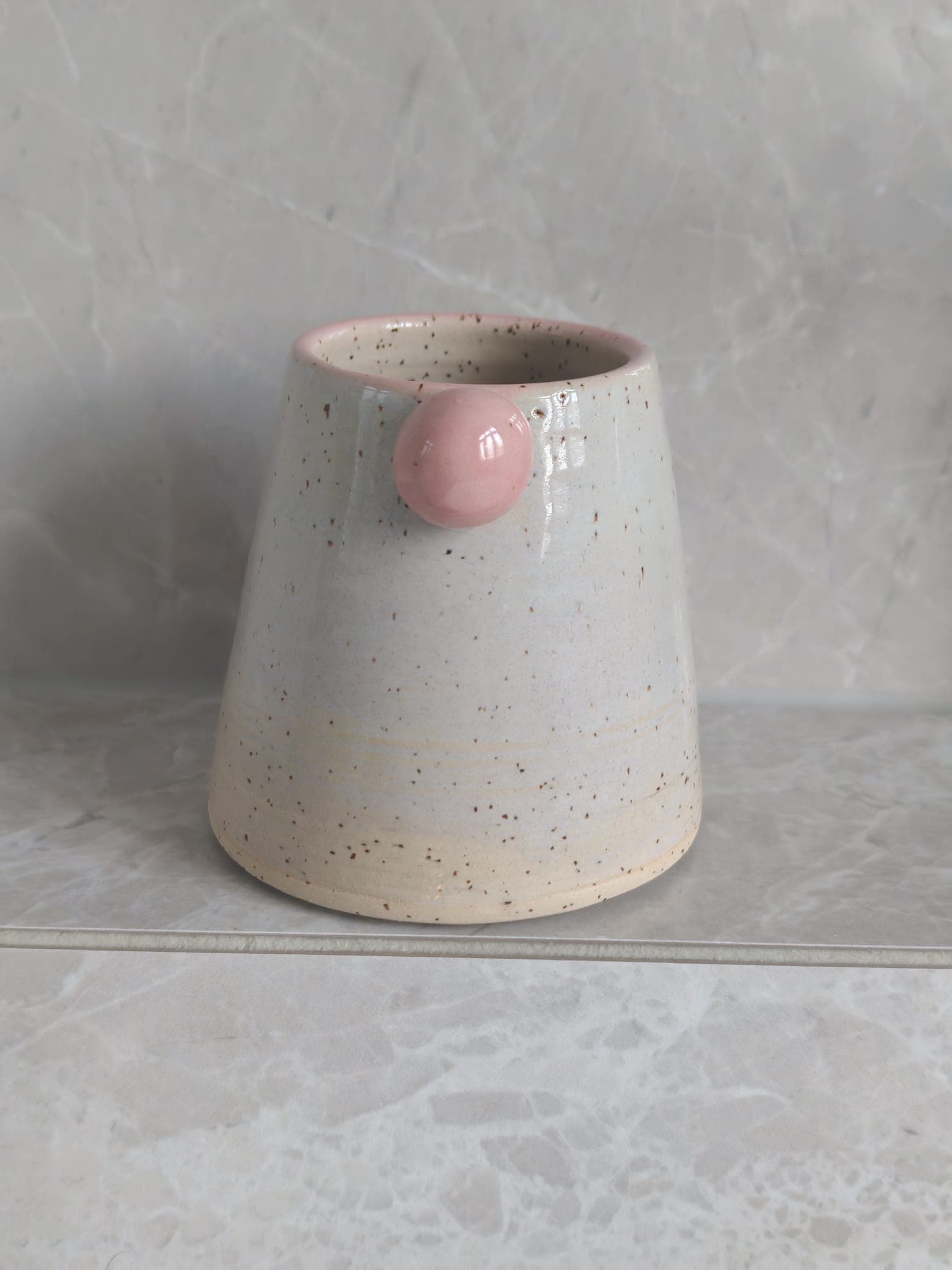 Ball-handled vase, blush glaze, view 2