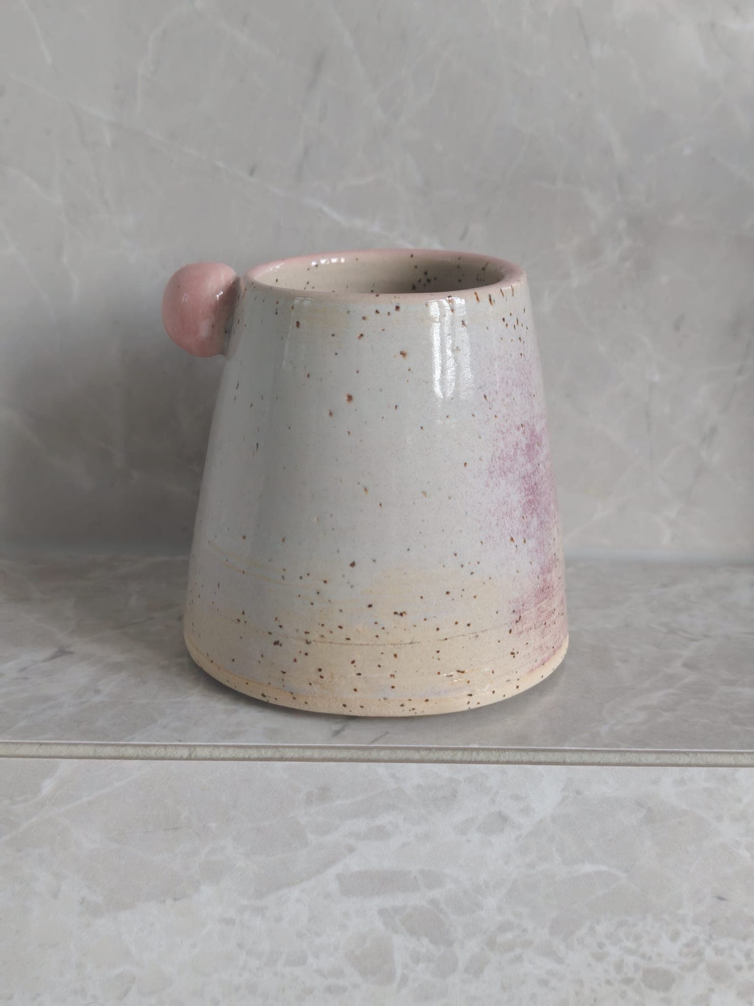 Ball-handled vase, blush glaze, view 3