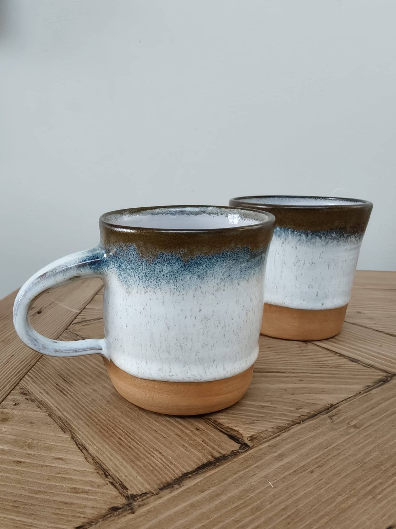 Pair of mugs, blue horizon glaze