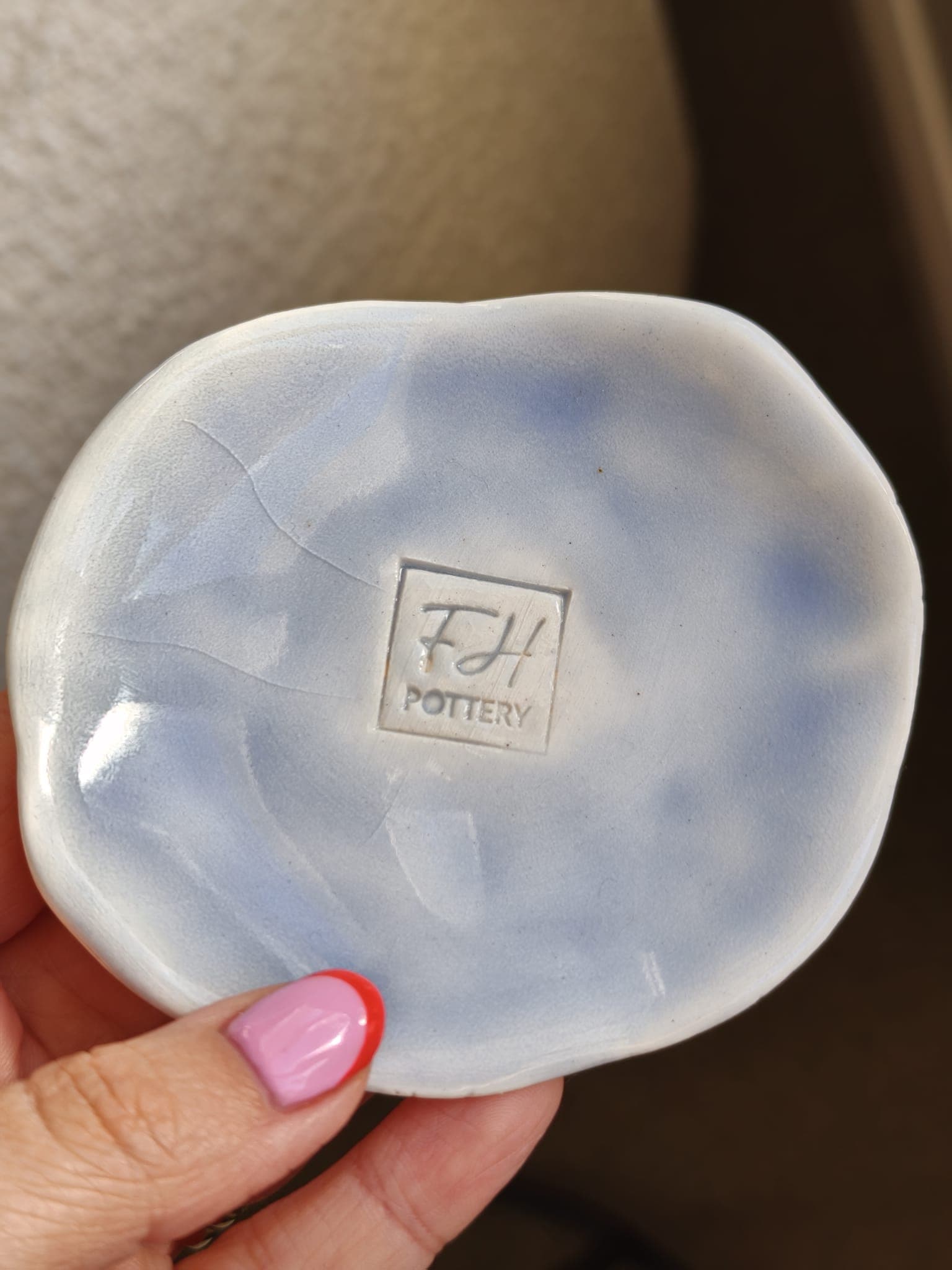 Trinket dish, cloud-blue glaze